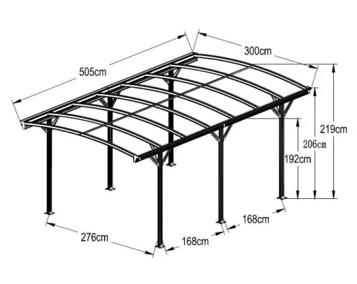 Westmann aluminium ronde boog carport en overkapping, antraciet, 505x300x220 cm