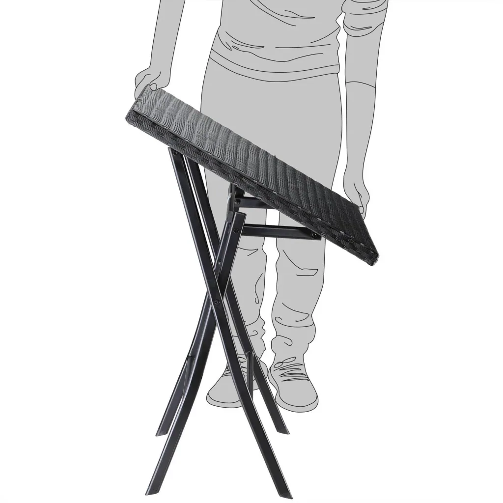 Folding table polyrotan black, 63 x 63 x 73 cm