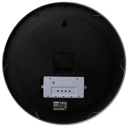 Aluminum wall clock with LCD display and thermometer, hygrometer & weather forecast - Ø 35 cm
