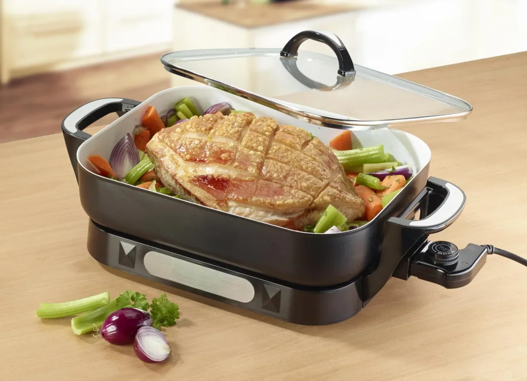 Ceramic multi-buffet pan, 1500 watts, with glass lid