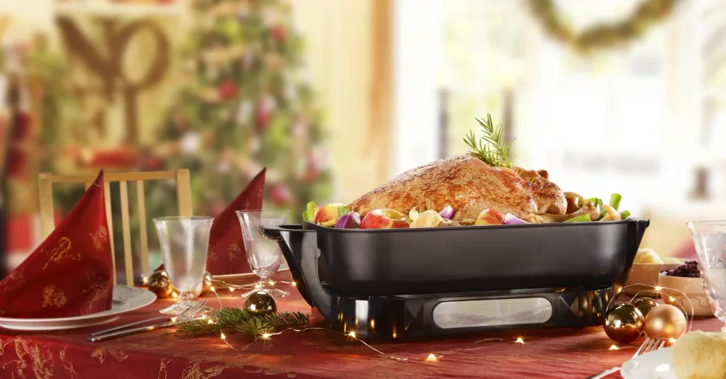 Ceramic multi-buffet pan, 1500 watts, with glass lid