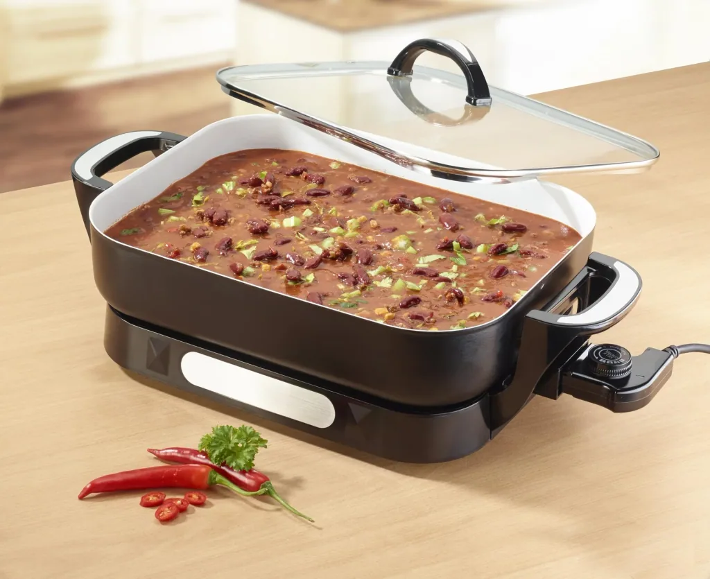 Ceramic multi-buffet pan, 1500 watts, with glass lid