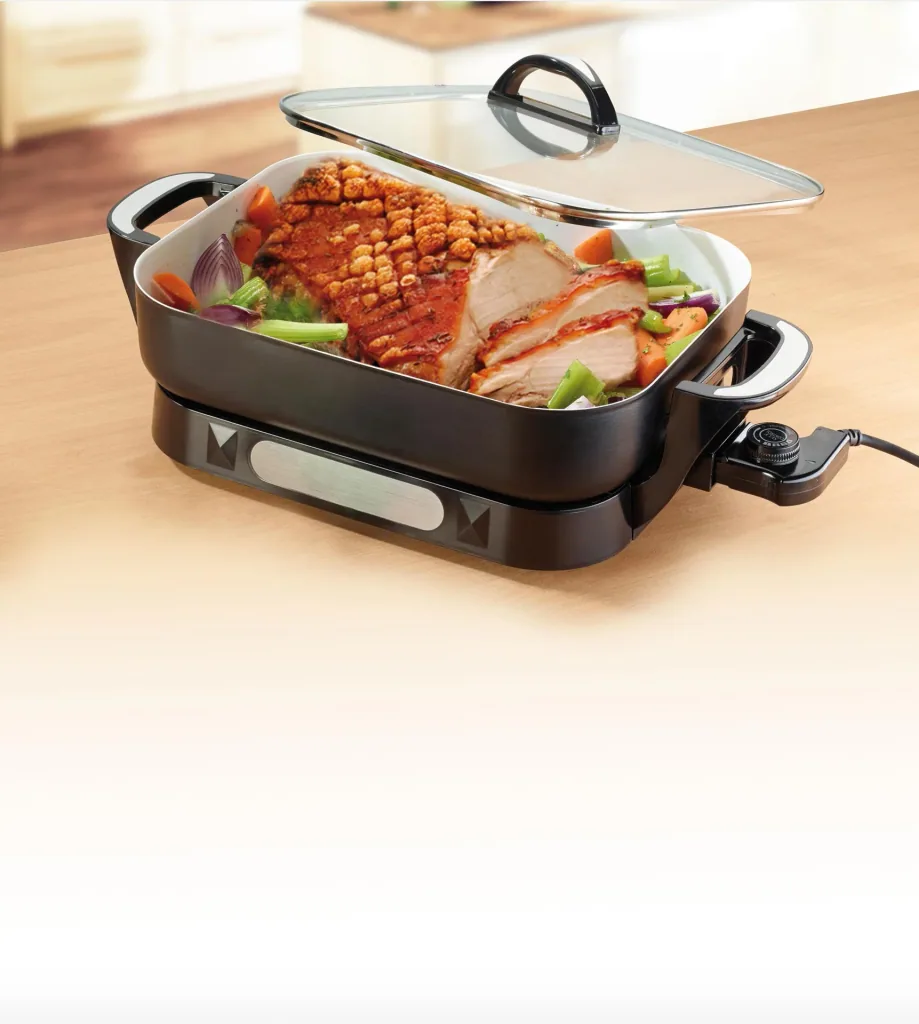 Ceramic multi-buffet pan, 1500 watts, with glass lid