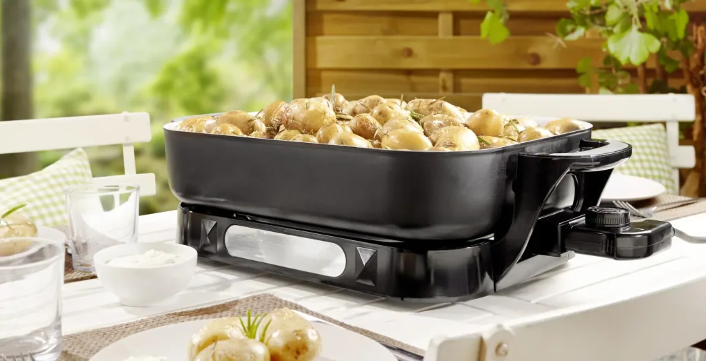 Ceramic multi-buffet pan, 1500 watts, with glass lid