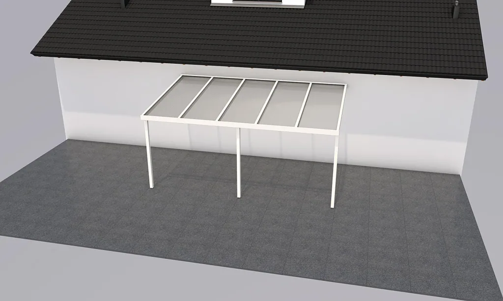 Patio roof Premium, white, 5100 x 3060 mm - 10 mm laminated safety glass (VSG)