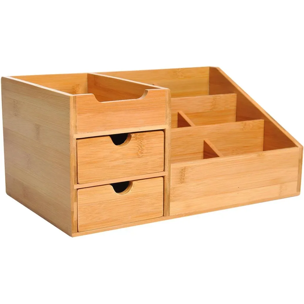 Desk organizer with 2 drawers natural