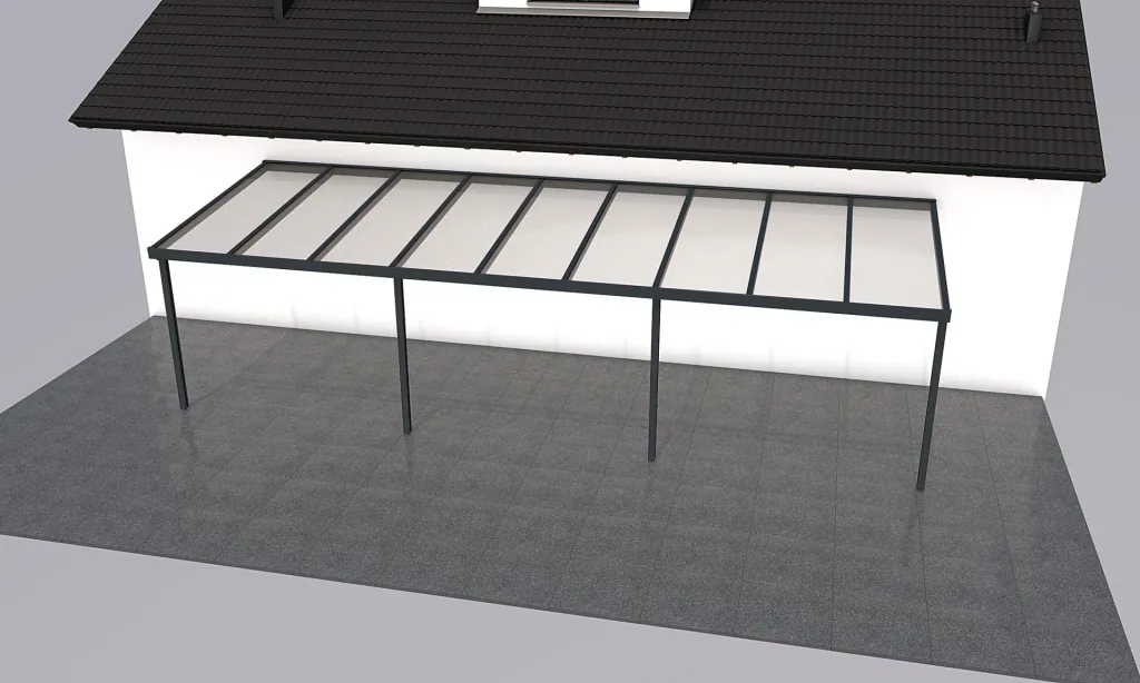 Patio roof Premium, anthracite, 9135 x 3060 mm - Polycarbonate multi-wall sheets 16 mm, bronze