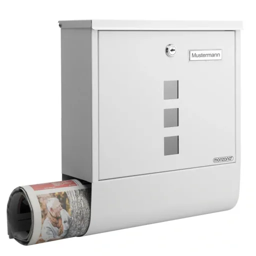 Letterbox with newspaper holder white 30.5x8.5x33.5cm