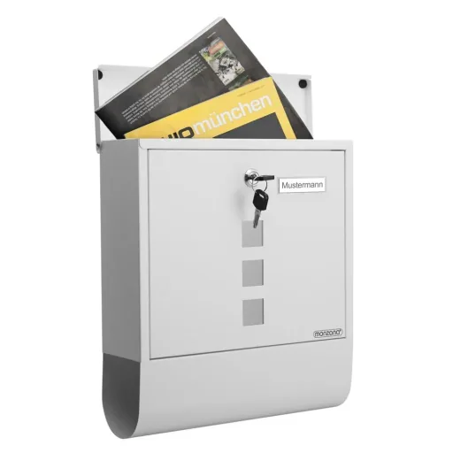 Letterbox with newspaper holder white 30.5x8.5x33.5cm