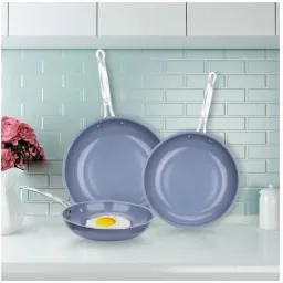 Ceramic frying pan set of 3 - 20, 24 and 28 cm - grey