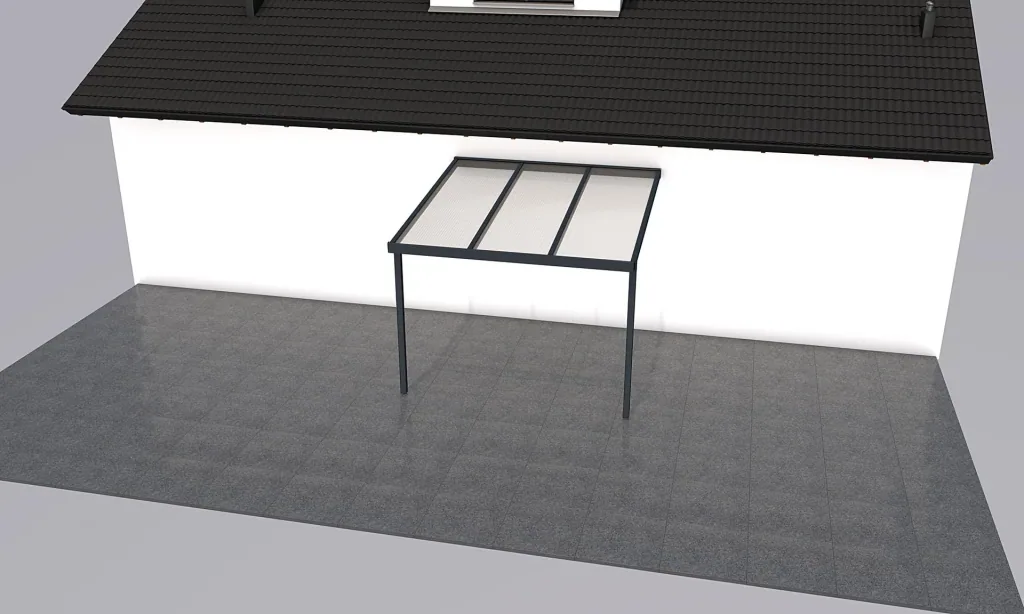 Patio roof Premium, anthracite, 3094 x 3060 mm - Polycarbonate multi-wall sheets 16 mm, clear