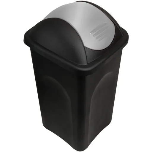 Waste bin black/silver 60L