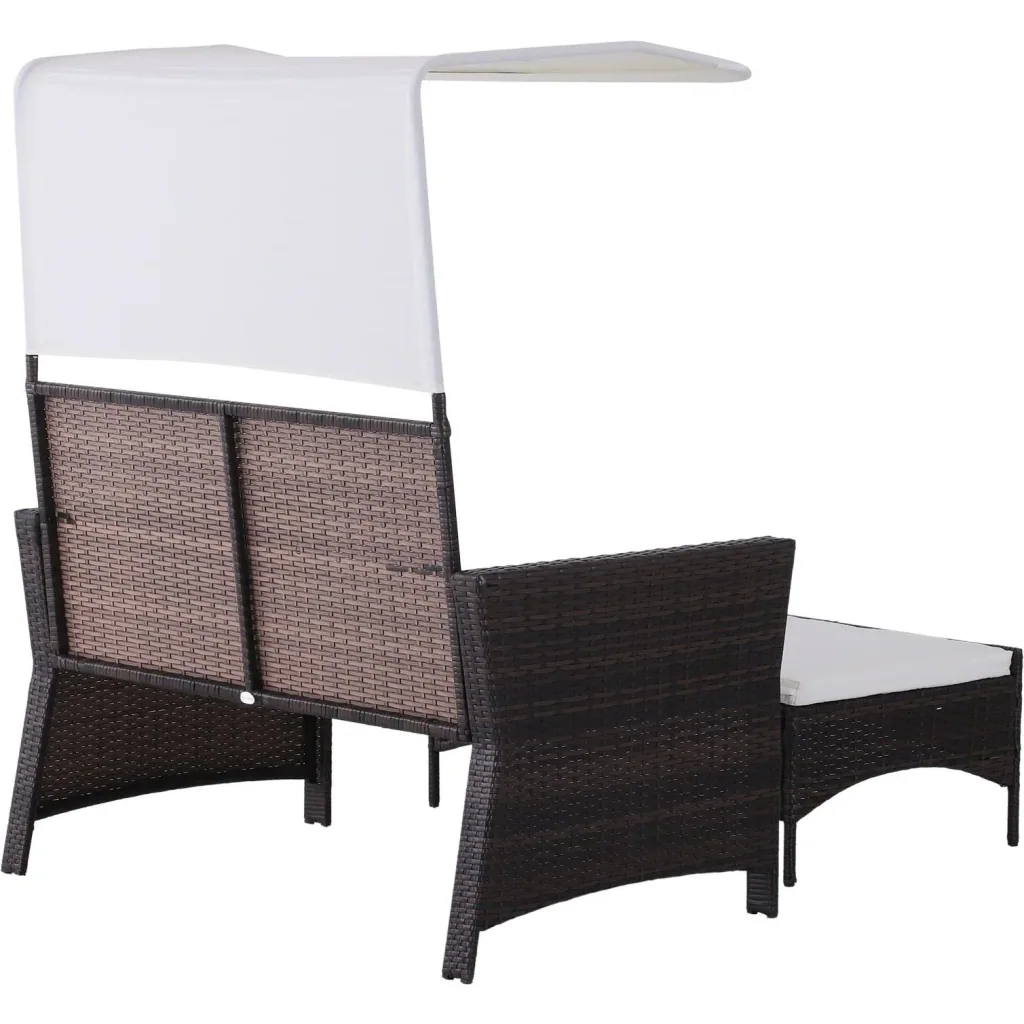 2-piece garden sofa, garden furniture, lounge, garden set, rattan furniture, brown, polyrattan, 1 x stool with sunroof
