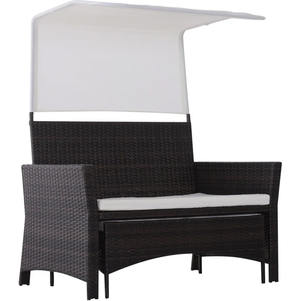 2-piece garden sofa, garden furniture, lounge, garden set, rattan furniture, brown, polyrattan, 1 x stool with sunroof