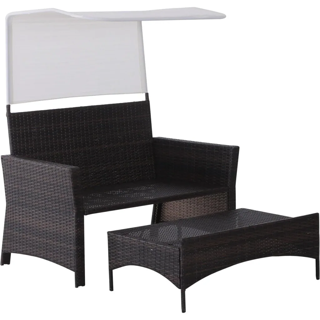 2-piece garden sofa, garden furniture, lounge, garden set, rattan furniture, brown, polyrattan, 1 x stool with sunroof