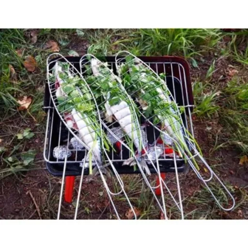 BBQ charcoal grill - grill area 33 x 26 cm - red - compact