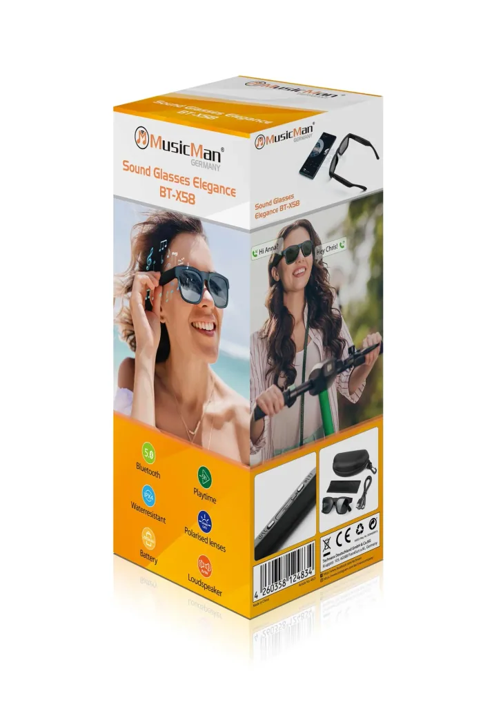 Sunglasses with Bluetooth headphones, microphone and voice assistant function