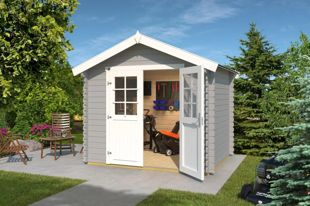 Garden shed 209 Gr.1.5, 288 x 234 x 254 cm, light grey with double door