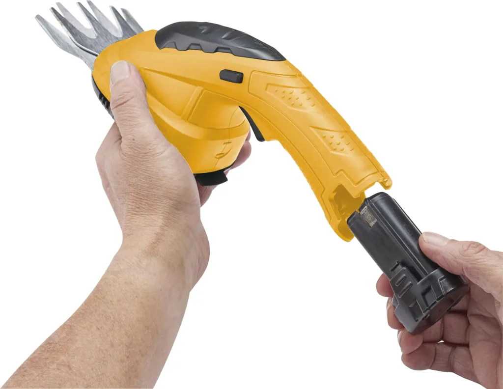 Li-Ion cordless grass and shrub shears set with garden bag, multi-sharpener and 3.6V cordless screwdriver