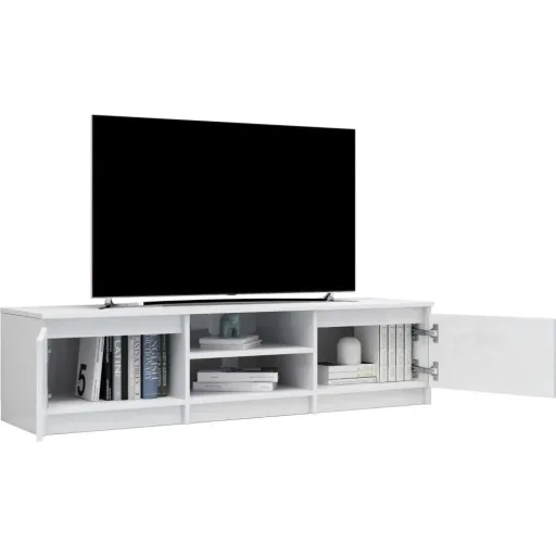 TV cabinet 140x40x35.5 cm chipboard high-gloss white