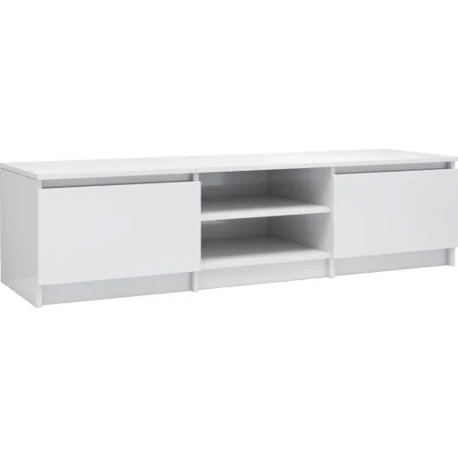 TV cabinet 140x40x35.5 cm chipboard high-gloss white