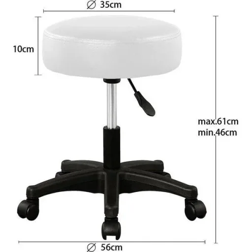 Swivel chair - stool - with - upholstered - seat - in - white