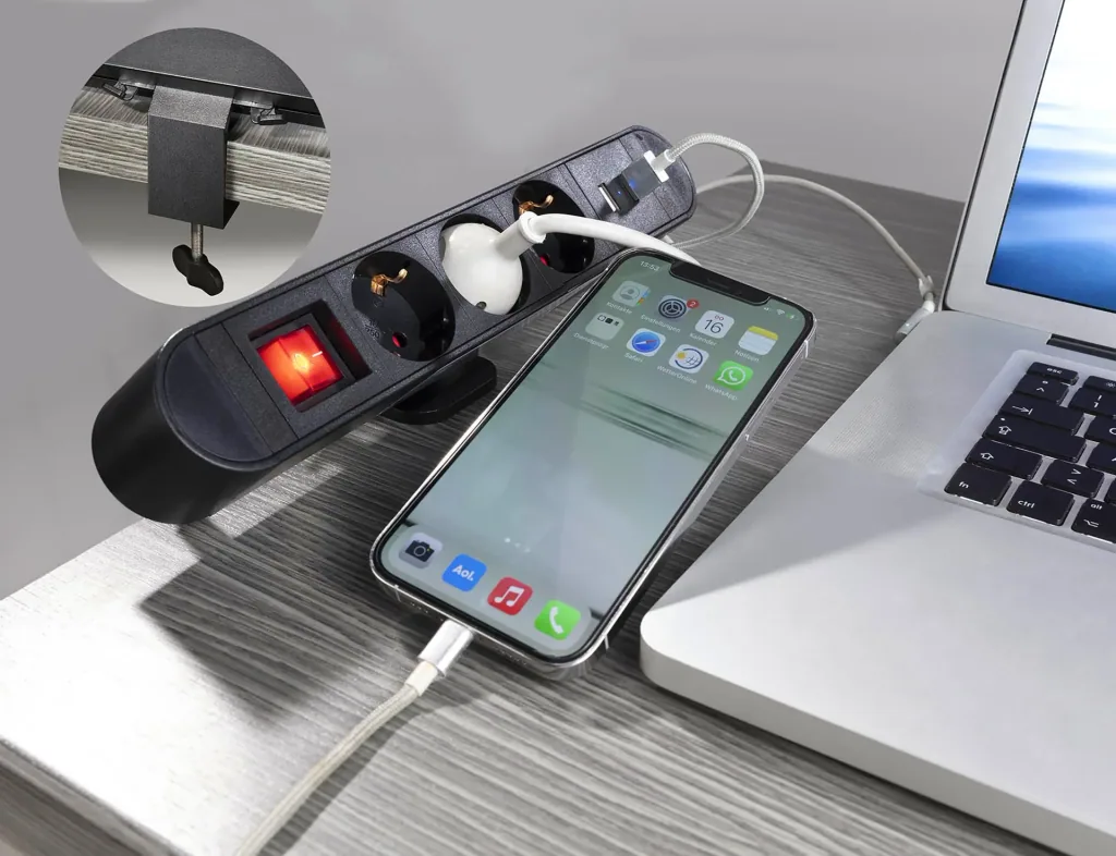 Desk energy center with 2 USB charging ports