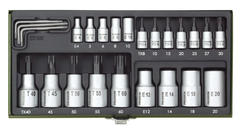 TX socket set, 1/4" + 1/2" (24 pieces)