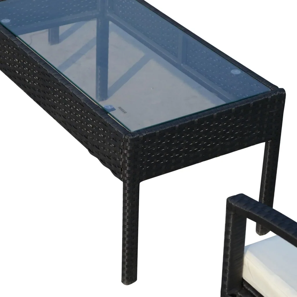 Polyrattan seating group as a 7-piece set