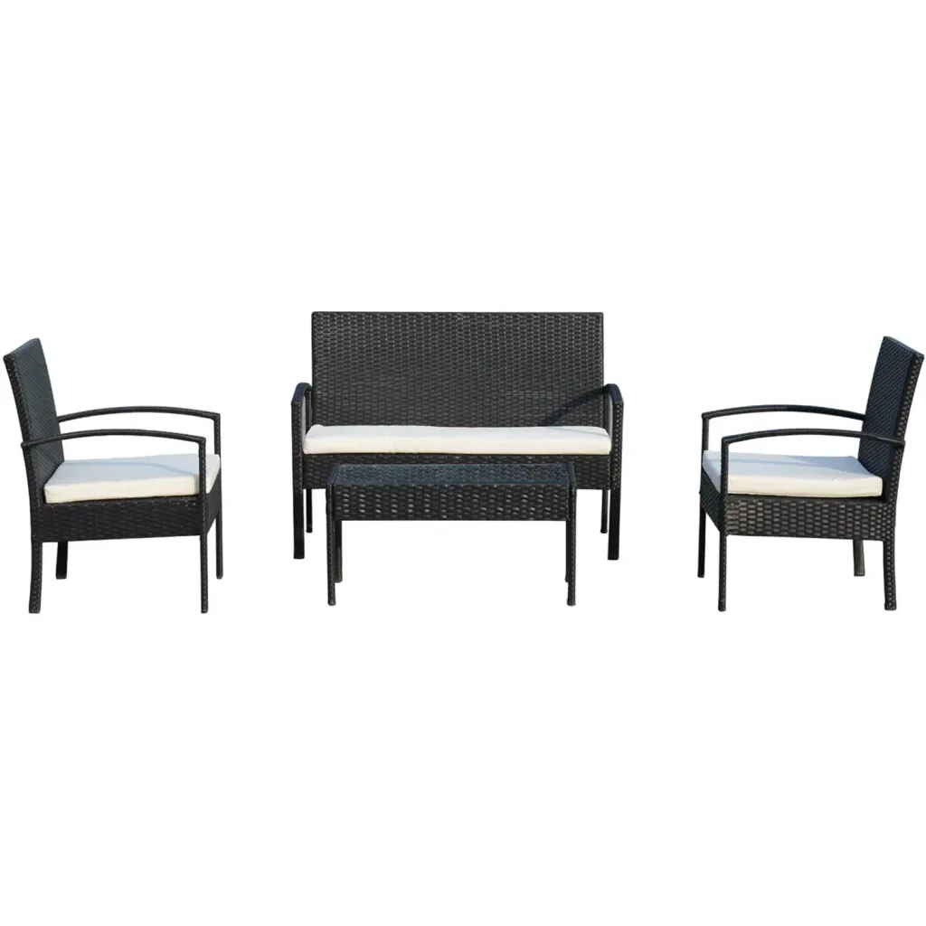 Polyrattan seating group as a 7-piece set