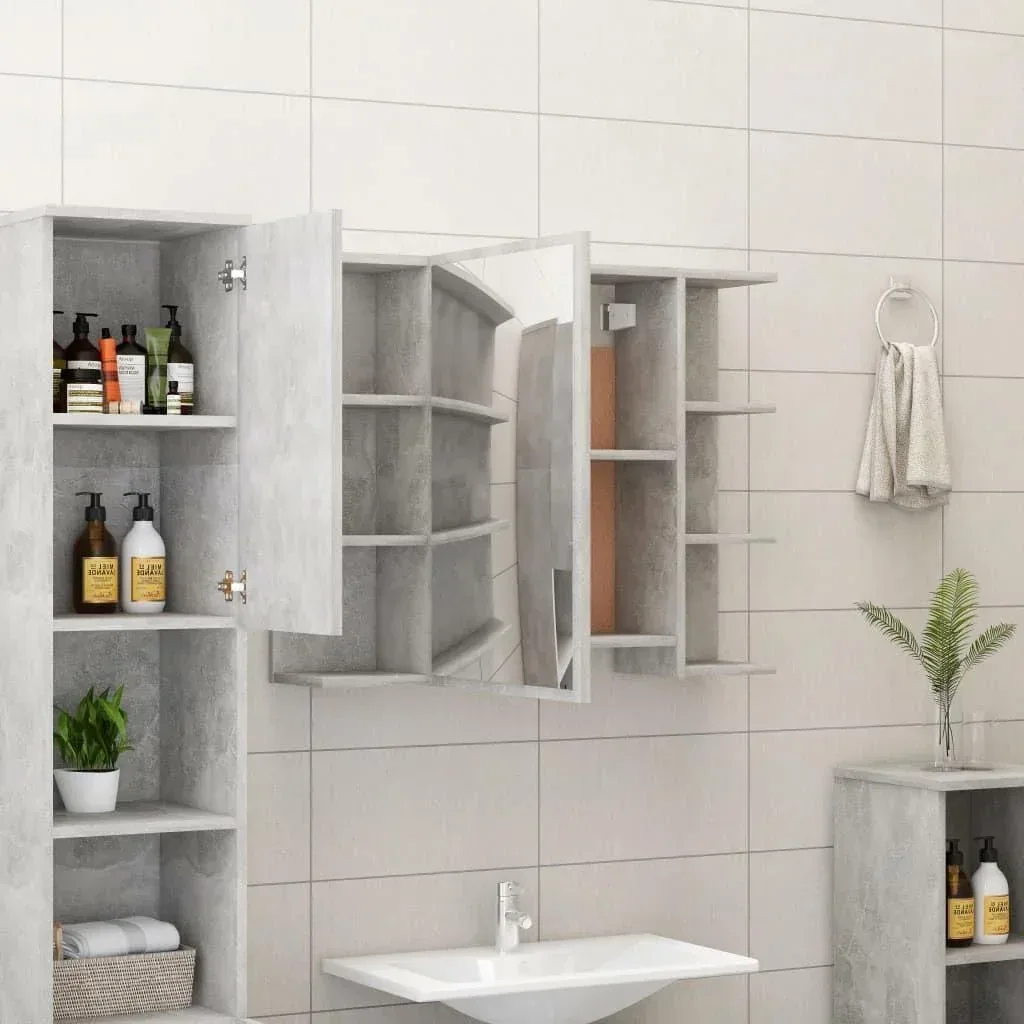 Bathroom mirror cabinet 80x20.5x64 cm chipboard concrete grey