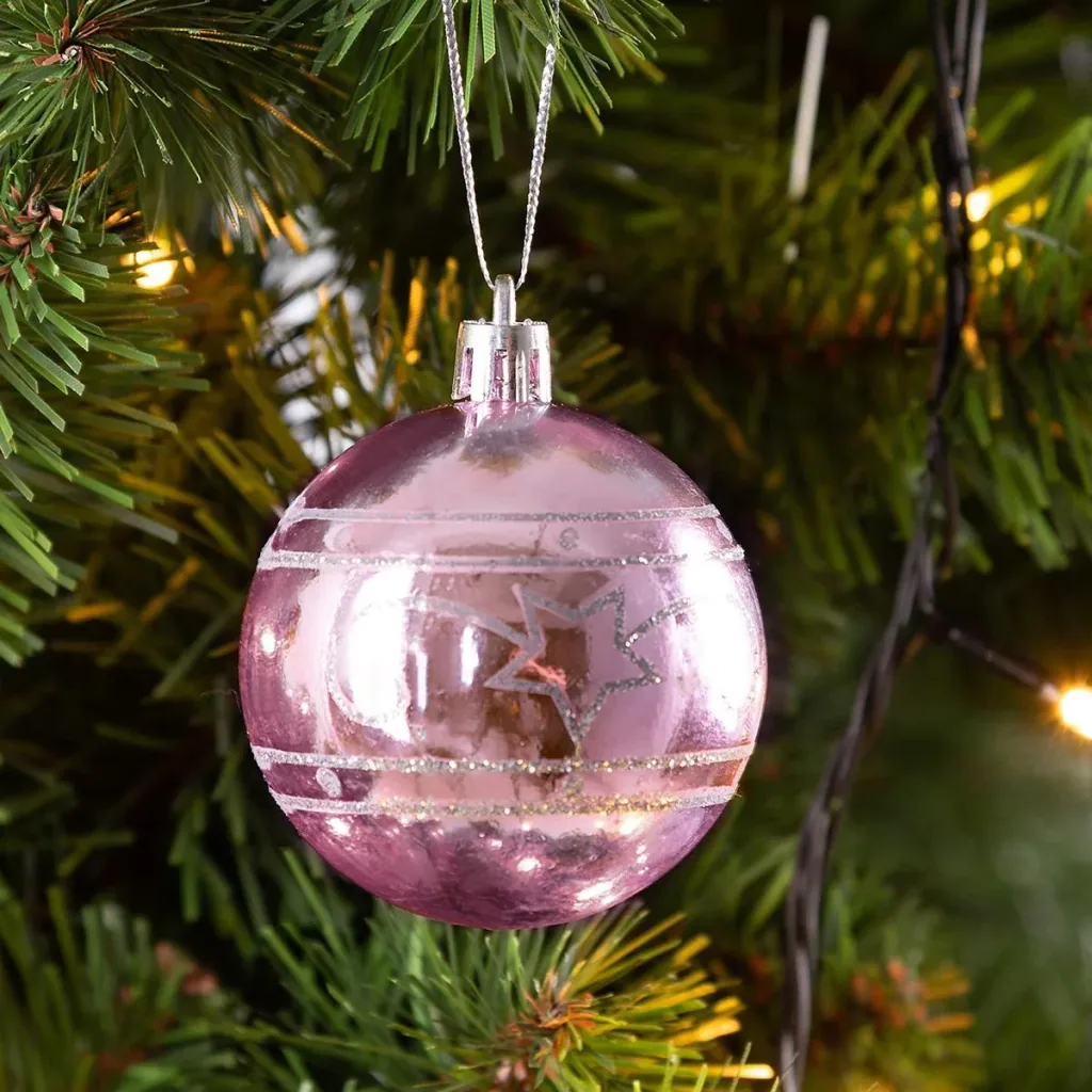 Christmas balls 24 pieces pink - diameter 6 cm