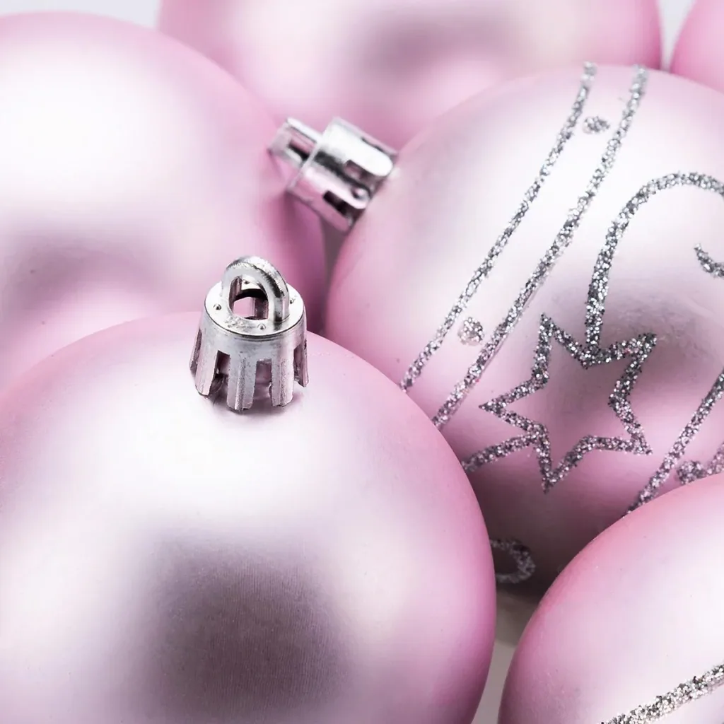 Christmas balls 24 pieces pink - diameter 6 cm