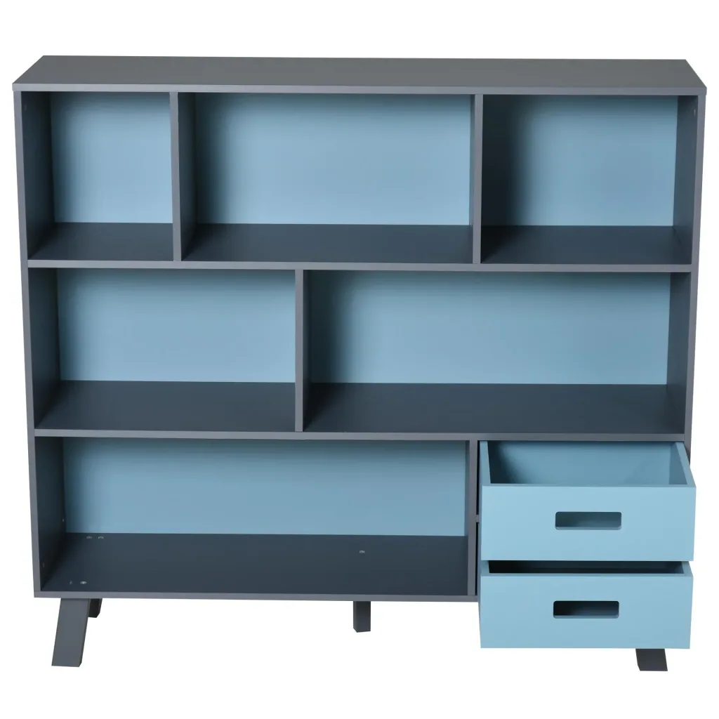 Bookcase with 2 drawers, blue