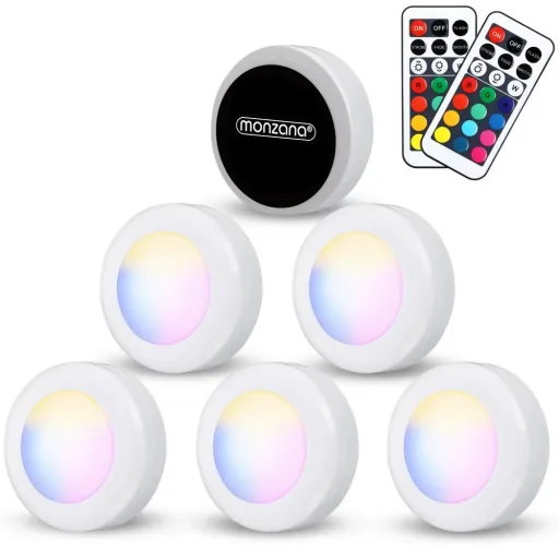 LED Lamp Set of 6 Cupboard Bunt mit Fernbedienung