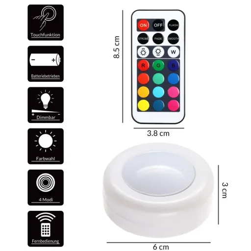 LED Lamp Set of 6 Cupboard Bunt mit Fernbedienung