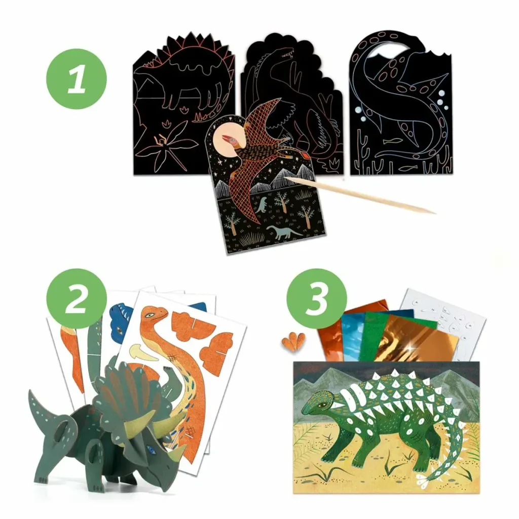 Djeco Knutselset, creativiteitsset, multi-activiteitenset - Dinosaurussen