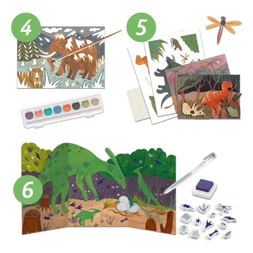 Djeco Knutselset, creativiteitsset, multi-activiteitenset - Dinosaurussen