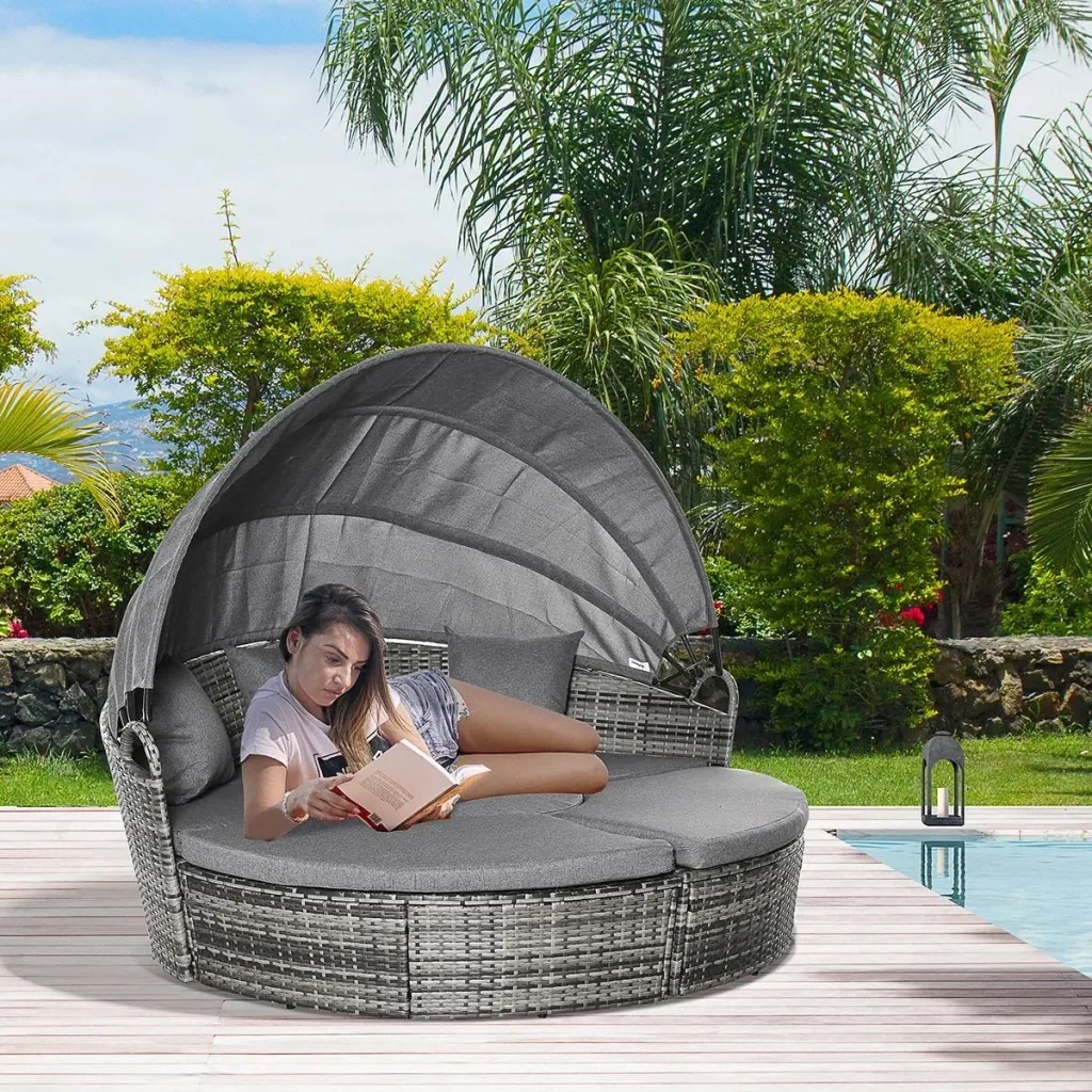 Rattan sun island 5-piece lounge