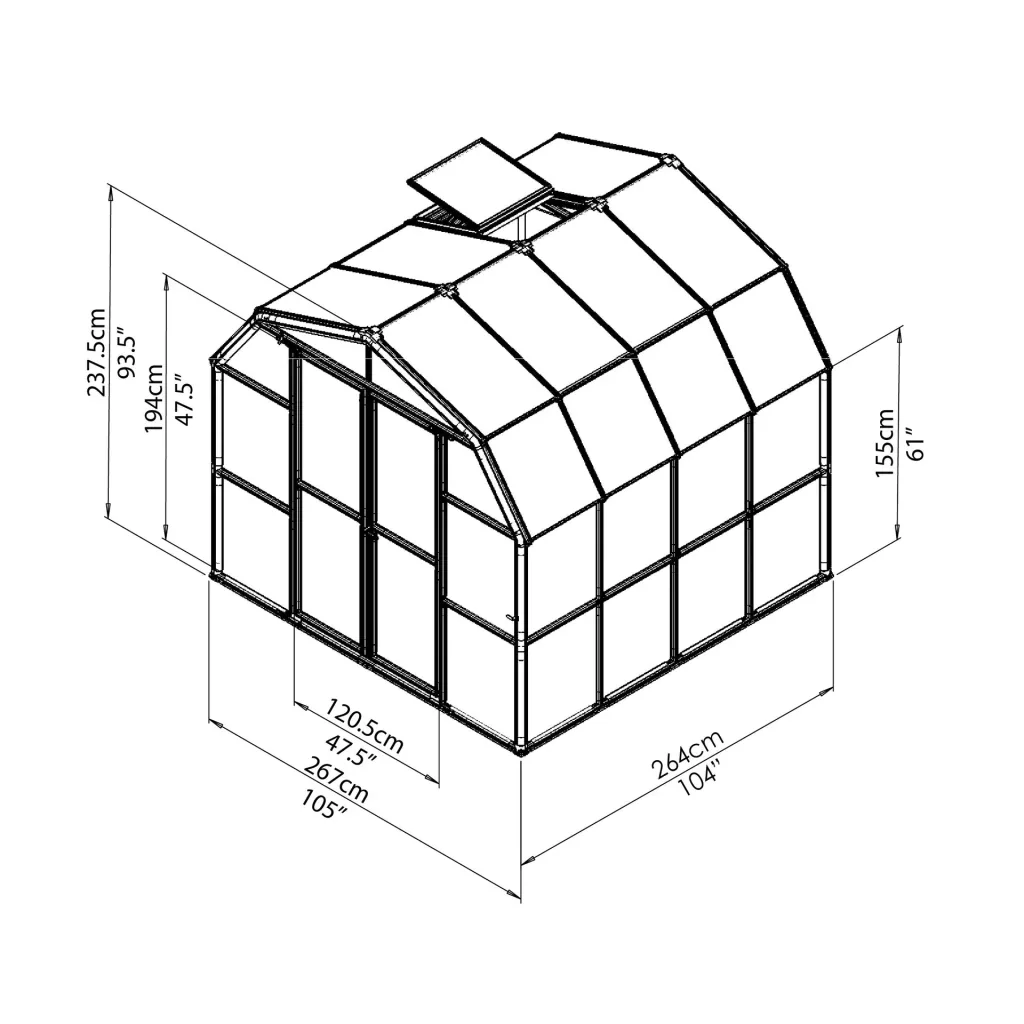Plastic greenhouse Prestige 44, 267 x 264 x 238 cm