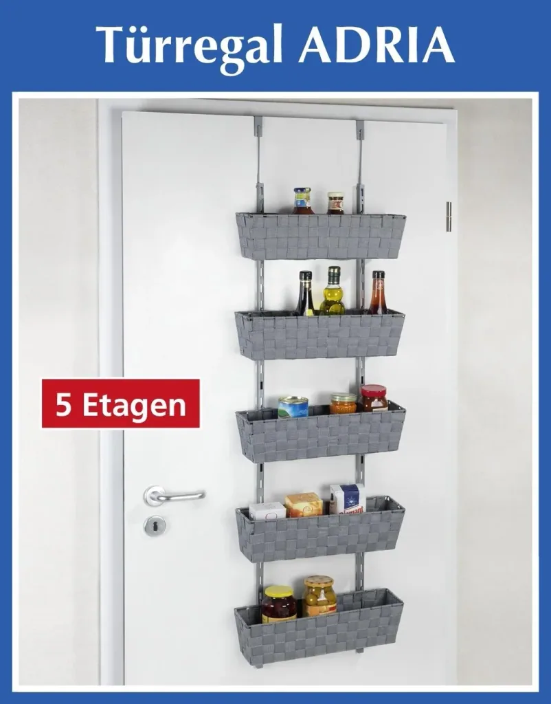 Door shelf "Adria", 5 levels, grey
