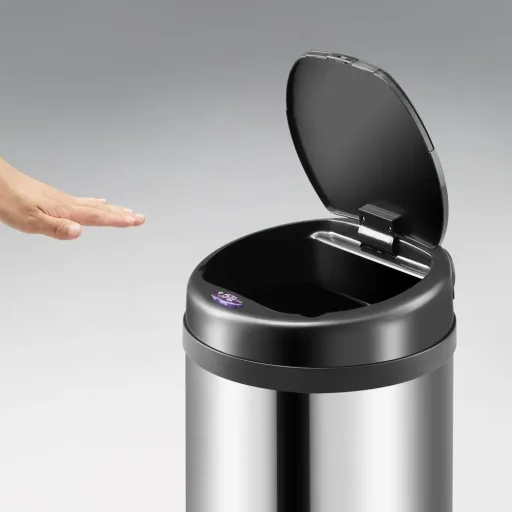 Automatic stainless steel trash can with sensor - 56 L - Silver