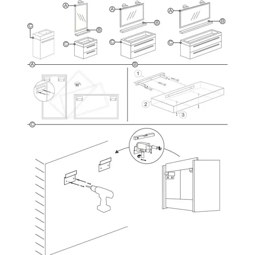Bathroom furniture Force 58 cm - Grey