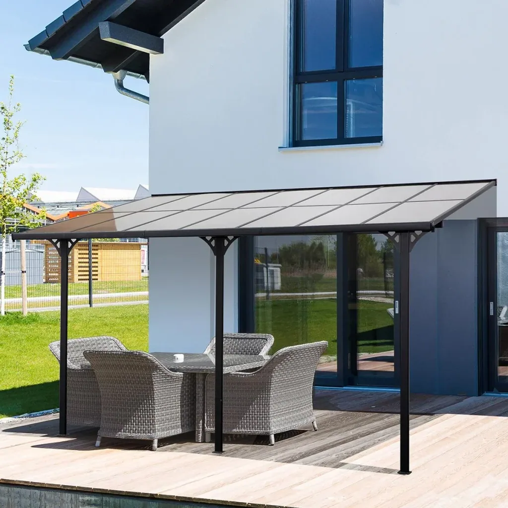 Pergola Pavilion 4 x 3 m Garden Pavilion Canopy Tent 225-270 cm Height Adjustable Sun Protection Patio Roof Extension