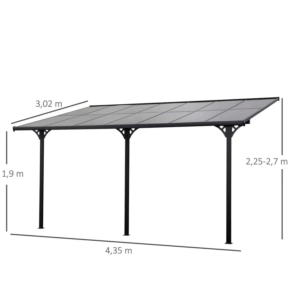 Pergola Pavilion 4 x 3 m Garden Pavilion Canopy Tent 225-270 cm Height Adjustable Sun Protection Patio Roof Extension
