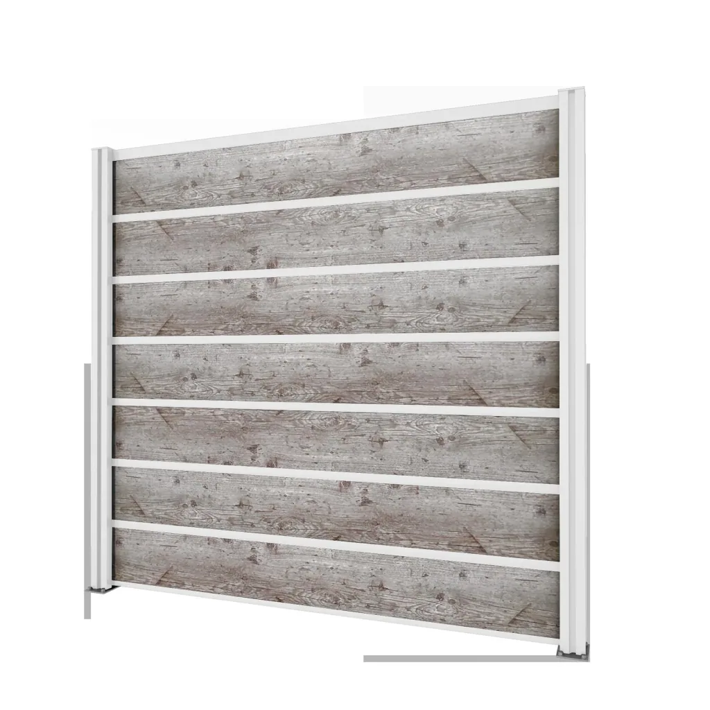 Privacy screen basic element, white, 2.02 x 1.86 m, laminated wood look