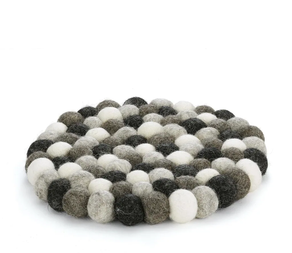 Felt coaster LANA GRIGIO round Ø 21 x 3 cm in white-grey made of felt