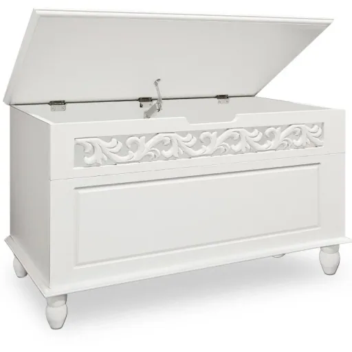 Wood storage box with hinged lid - 80 x 40 x 48cm - max. 100 kg