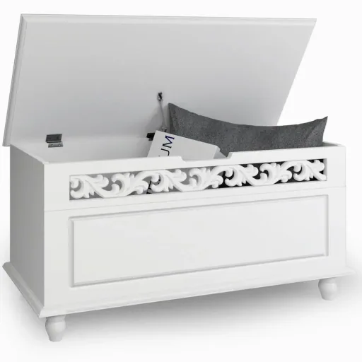 Wood storage box with hinged lid - 80 x 40 x 48cm - max. 100 kg