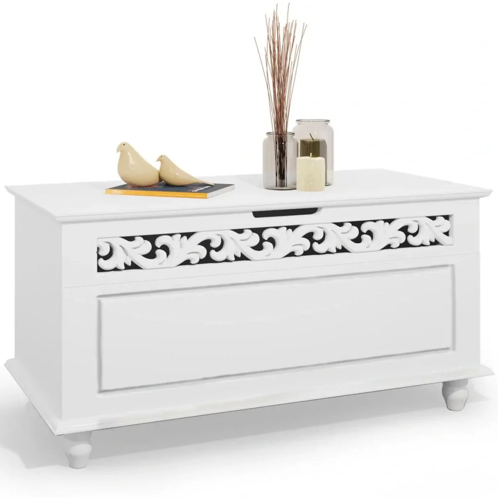 Wood storage box with hinged lid - 80 x 40 x 48cm - max. 100 kg